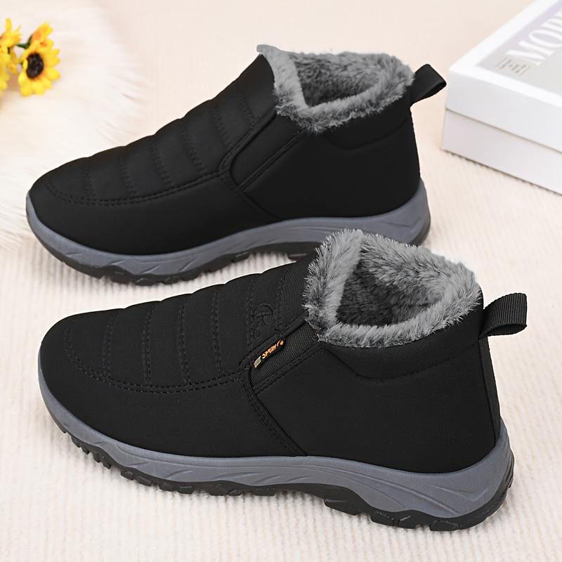 TEMU Women's Ankle - -on Walking , Non- Pvc , Toe Fluffy Lined For Ladies