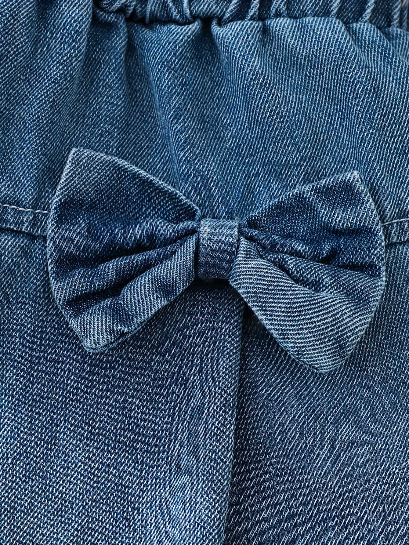   piece set for baby girls featuring a long sleeve top with flutter sleeves made of ribbed fabric for autumn and winter a   denim skirt with a bow and a headscarf   outdoor casual vacations Product details 3