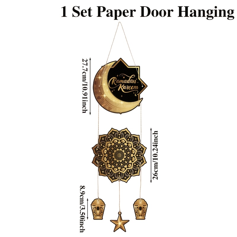 Image of 1 Set, Hanging Ornaments, Eid Door Hanging, Black Paper Door Hanging, Ramadan Decoration For Home, Happy Fast Breaking Festival! Eid Al-fitr Gifts, Party Decor, , Eid , Happy Ramadan Festival!