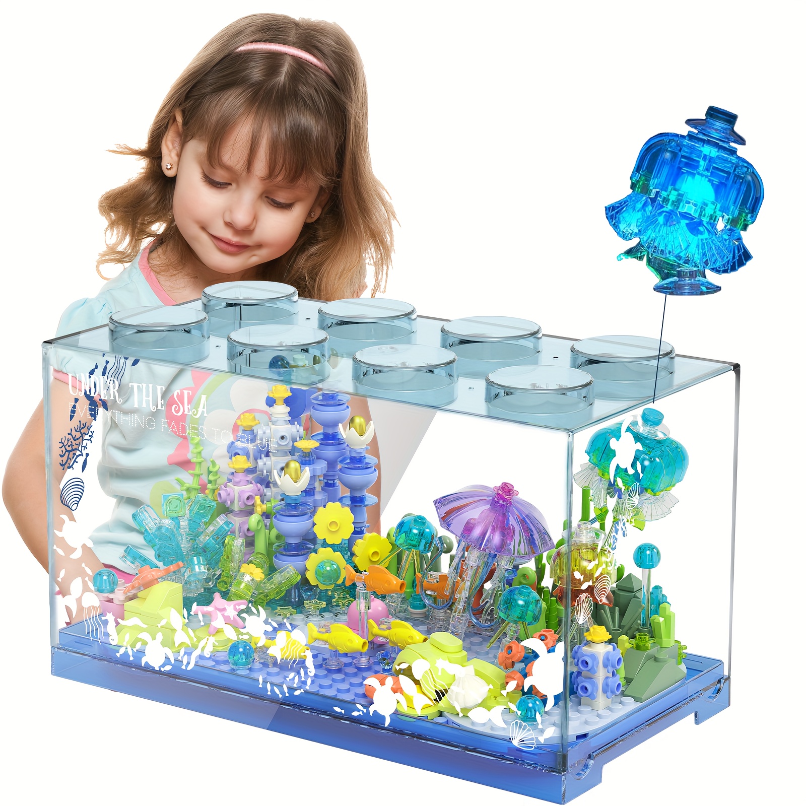 

Fish Tank -aquarium Model Puzzle Building Toys Building Kit Marine Creative Creature Building