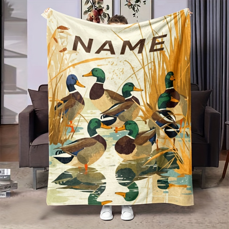 

Personalized Duck-themed Flannel Throw Blanket - Soft, Cozy & Warm For Couch, Bed, Office, And Travel - Gift Idea