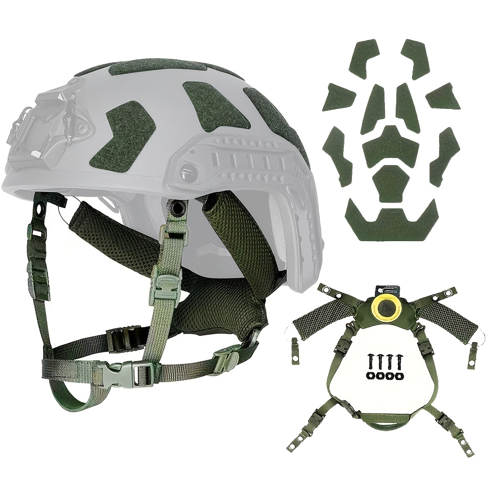 TEMU de retención de suspensión para casco con kit de parches de , 2 piezas de accesorios de repuesto combinados para casco FAST de corte alto