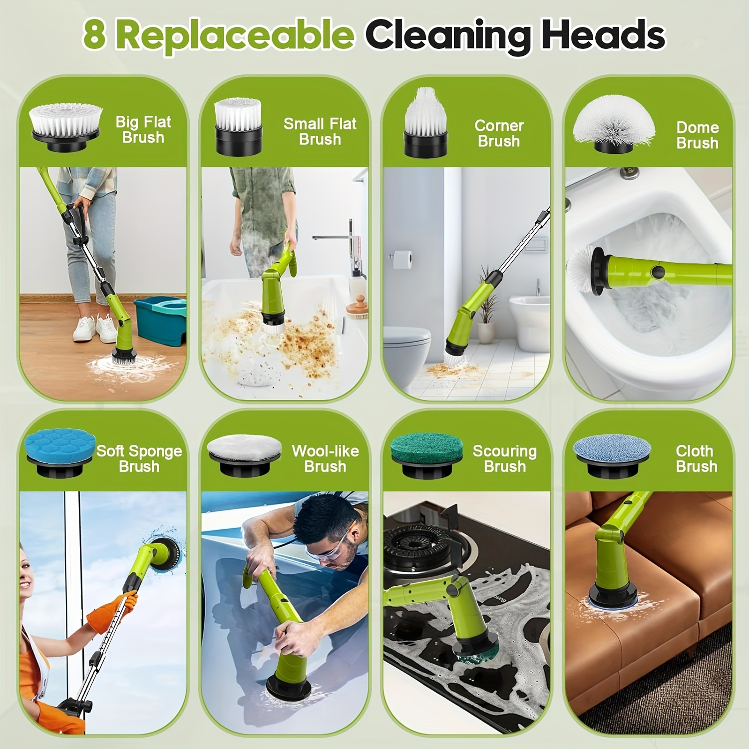 Electric Spin Scrubber 8 Brushes 600 Rpm High Temu