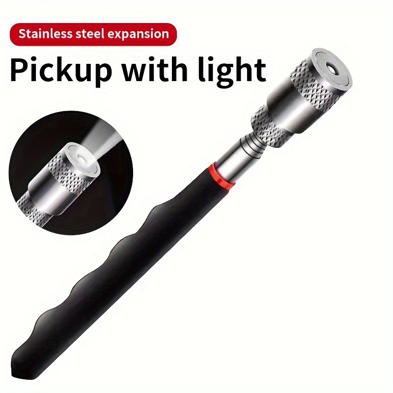 

1pc Telescopic Magnetic Pickup Tool With Led Light, Extendable Magnet Stick For Home & Auto Repair, Strong Magnetic Metal Screw Grabber With Metal And Plastic Build