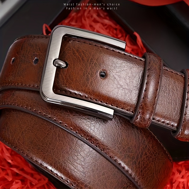 

Men's Genuine Leather Belt With Alloy Buckle - Vintage Style, Perfect For Business & Casual Wear