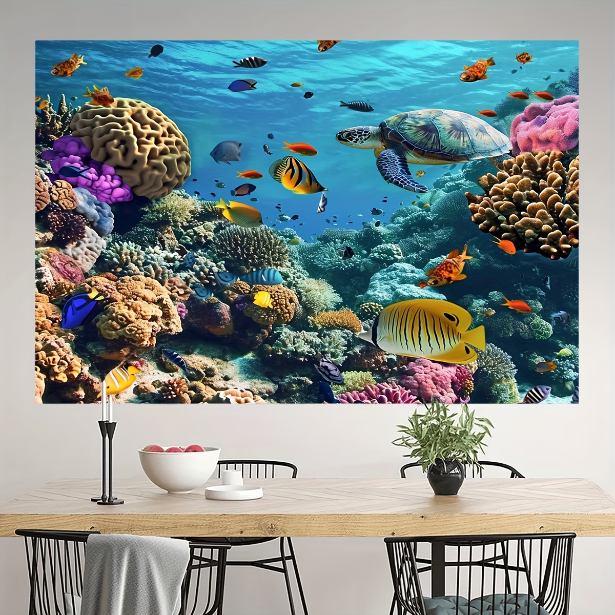 Beautiful aquarium on table against color background :: Stock Photography  Agency :: Pixel-Shot Studio