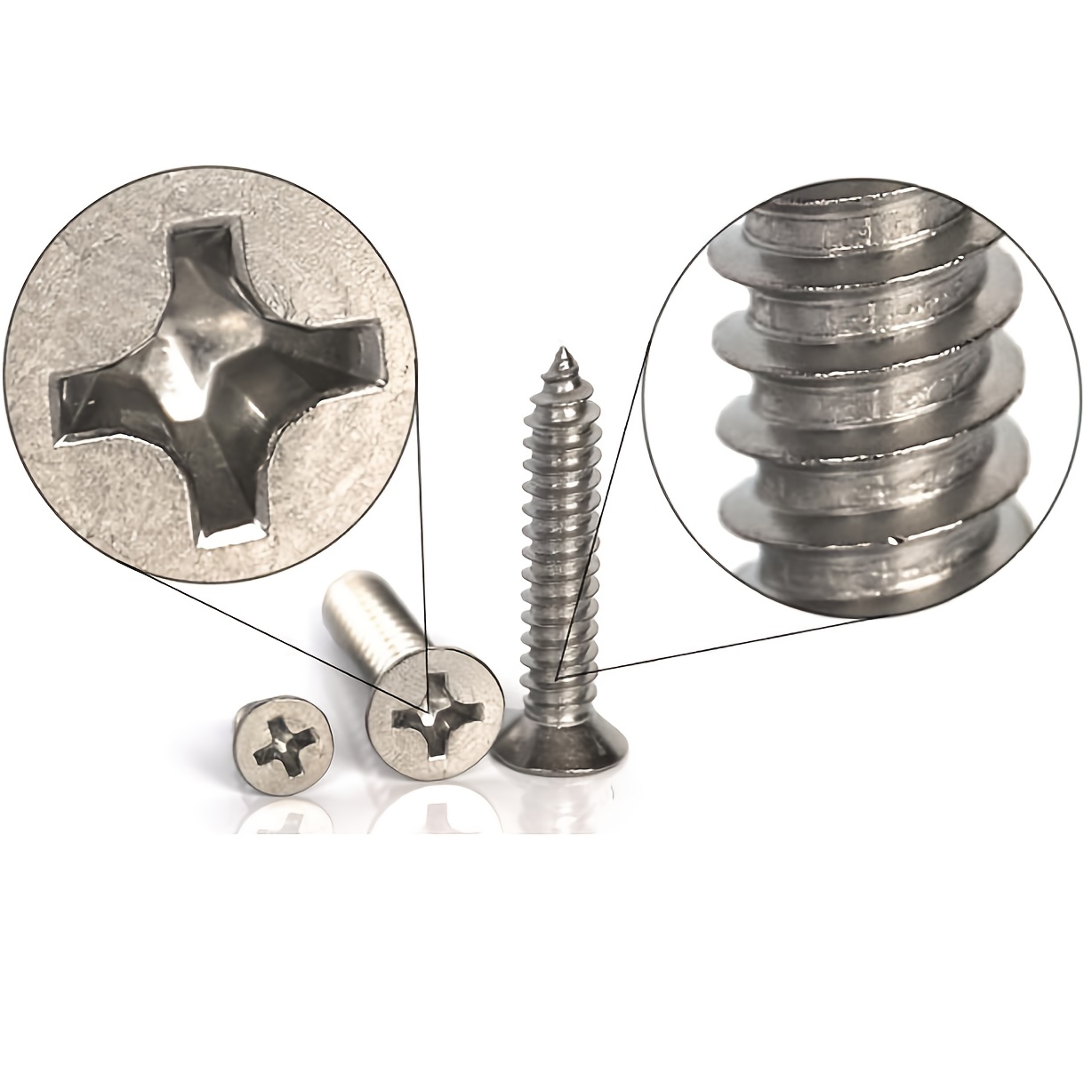 90pcs Stainless Steel M3.5 Phillips-Head Self-Tapping Screws, Durable Metal, Cross-Driven, Flat Head, Right-Hand Threads, for Wood, Drywall, and Metal, Sizes 13mm, 16mm, 20mm, Construction Fastening | Sleek Finish | Durable Fasteners
