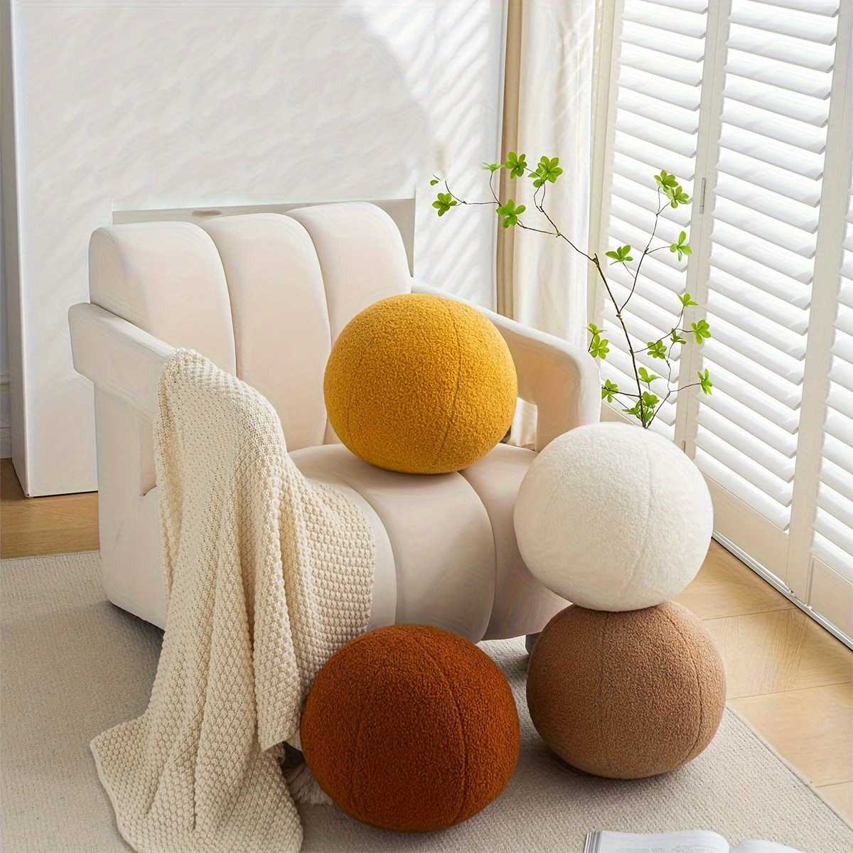 

[customer ] Plush " Round Throw Pillow - Soft, Fluffy & Fade-resistant Decorative Cushion For Living Room, Bedroom, And Home Decor - Machine Washable With Zipper Closure