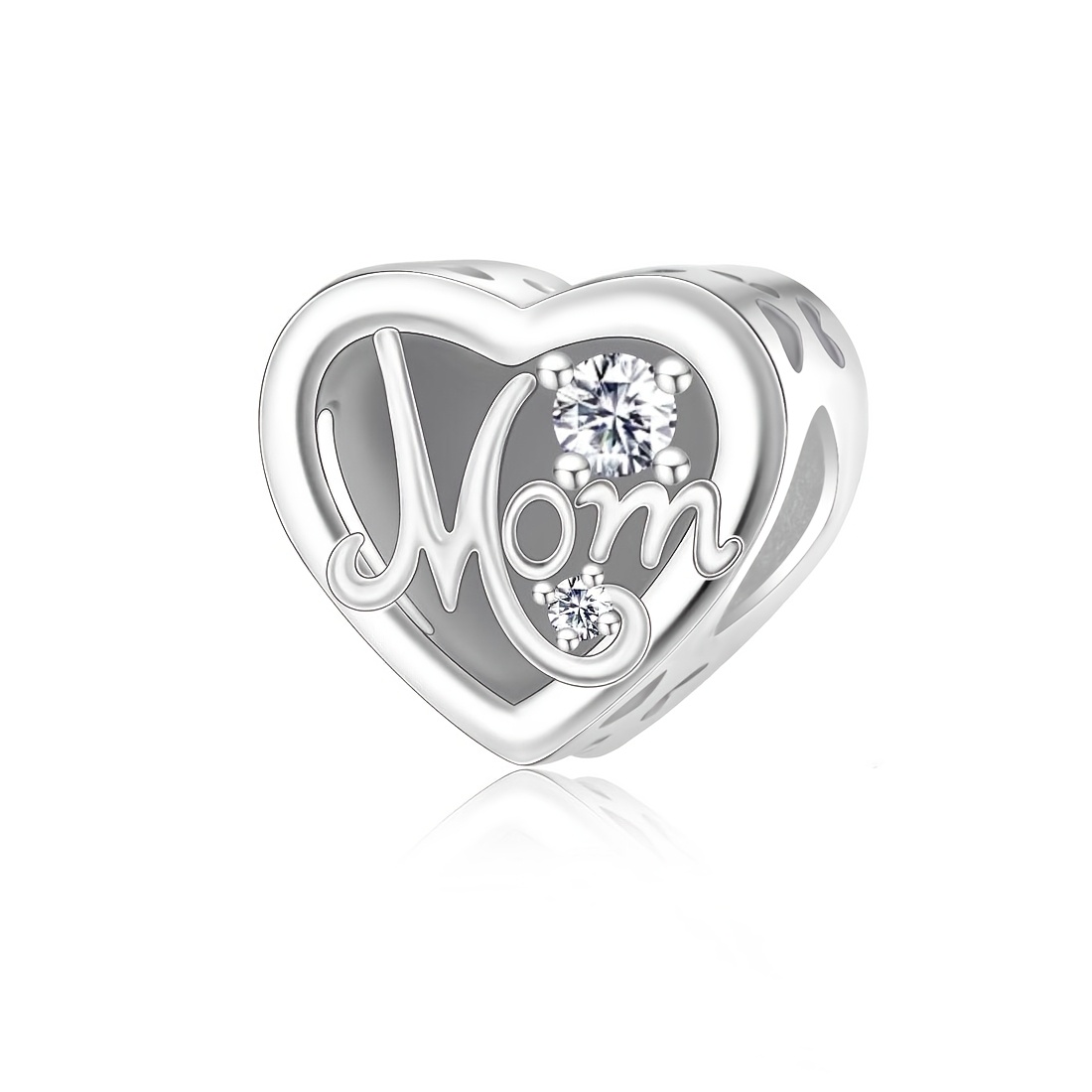 TEMU A Single Piece Of Silvery-plated Copper Pendant In Of A Heart With 'mom', Jewelry Like Bracelets Or Necklaces For Everyday Use Or As A Gift For