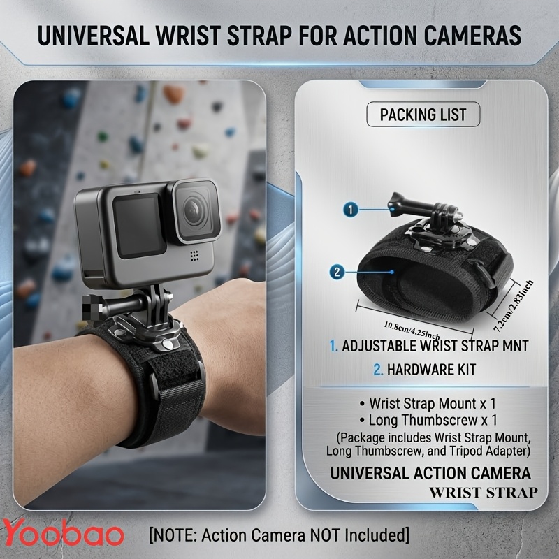 TEMU 360° Rotatable Camera Wrist Strap, Adjustable Breathable Wrist Mount Belt Compatible With , , Cameras, Pov Shooting Accessory For Cycling