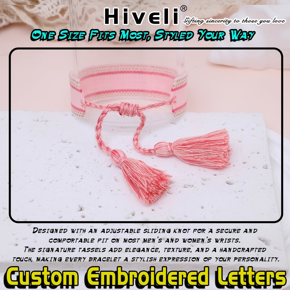 Custom Embroidered Braided Tassel Bracelet with Personalisation
