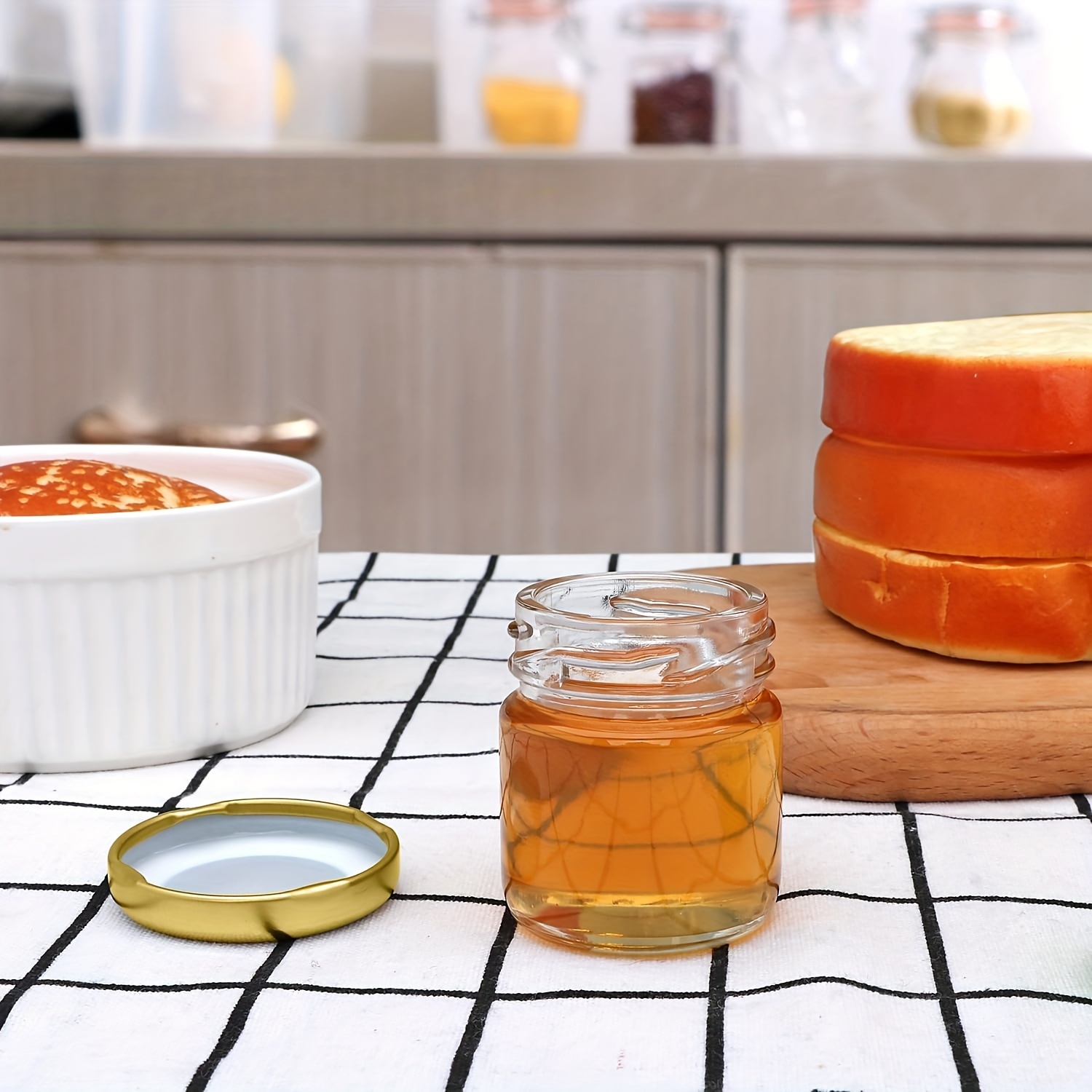 Lot De 30 Pots à Couvercle Rond Mini Bocaux En Verre – Capacité 30 Ml – Couleur Or – To 43 Miel Fruits Confiture Avec Couvercle Moutarde, Miel, Verres, Bocaux, Probier Verres