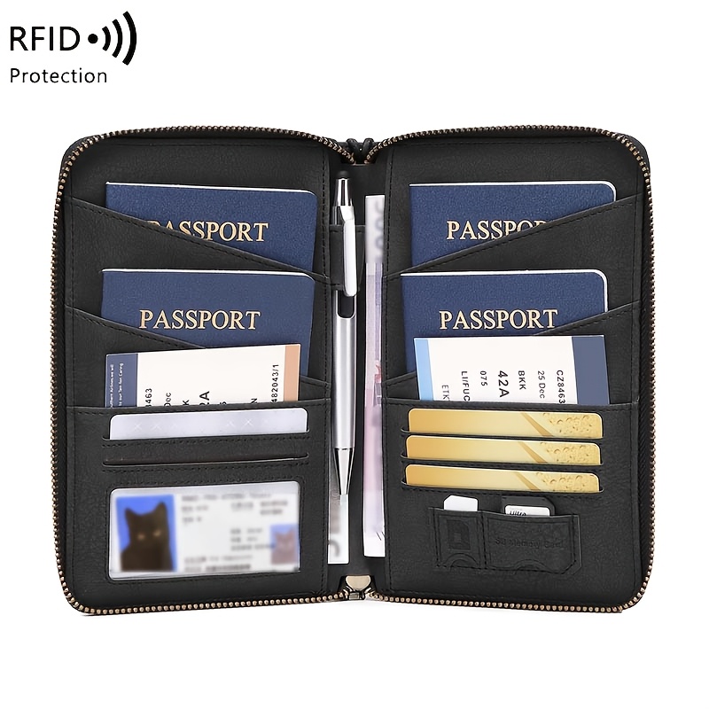 E-shop RFID-abgeschirmter Multifunktions-Reisepasshalter – Vertikaler Kartenhalter mit großem Fassungsvermögen mehreren Fächern, Münzgeldbörse