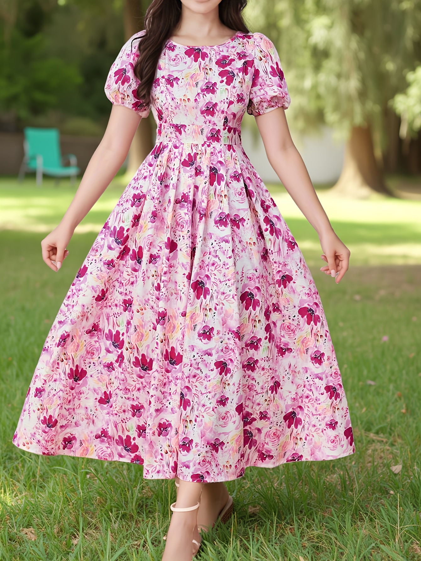 women red floral dress sold on Temu United States