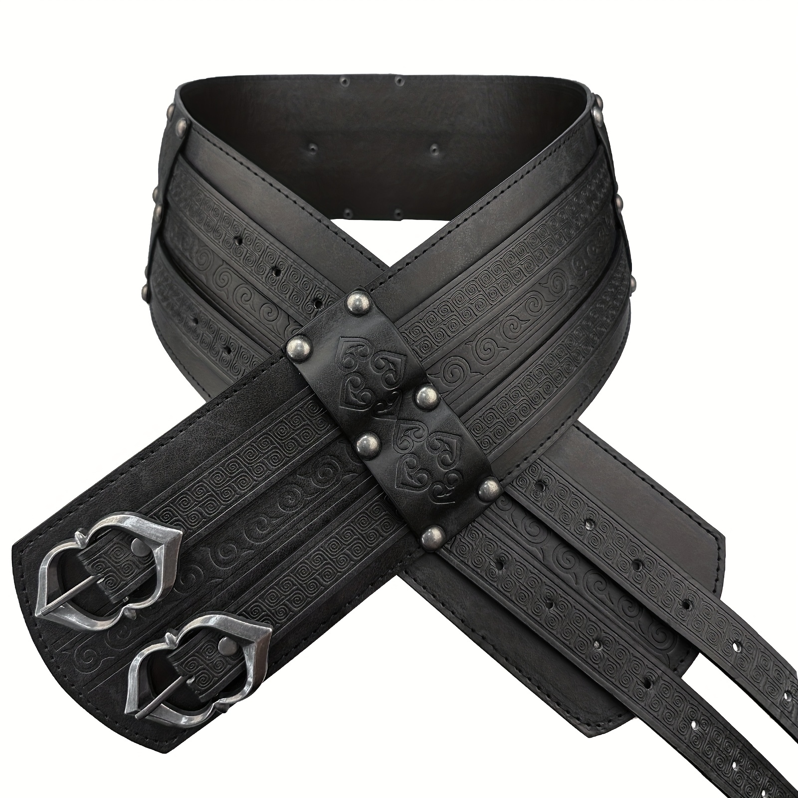 viking style wide belt medieval faux leather belt - Temu display picture 3