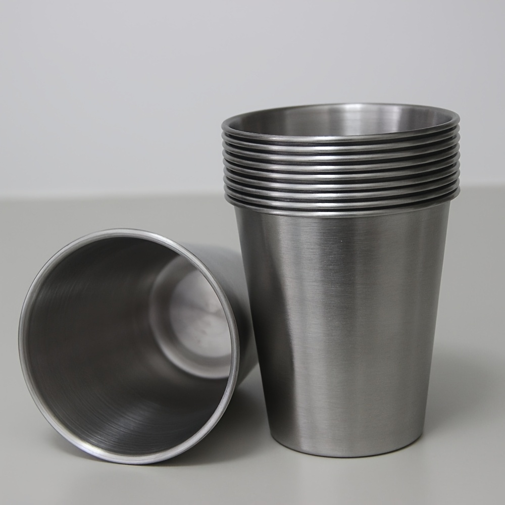 TEMU 10pcs/Pack 300Ml Gobelets en Acier Inoxydable 304, Gobelets Pinte en Métal, Verres à Incassables, Gobelets Empilables et les