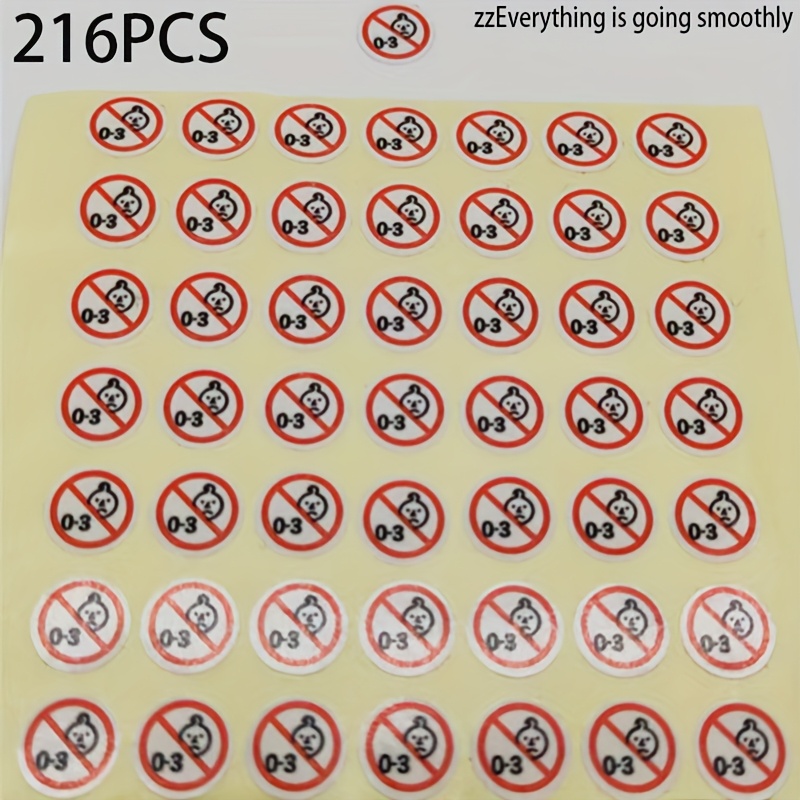 216pcs Self-adhesive Label Sticker, 0.394 Inches Long, Warning Label Sticker, Red Round Prohibited Label Sticker, Product Prohibited Label Sticker, Non-electrical
