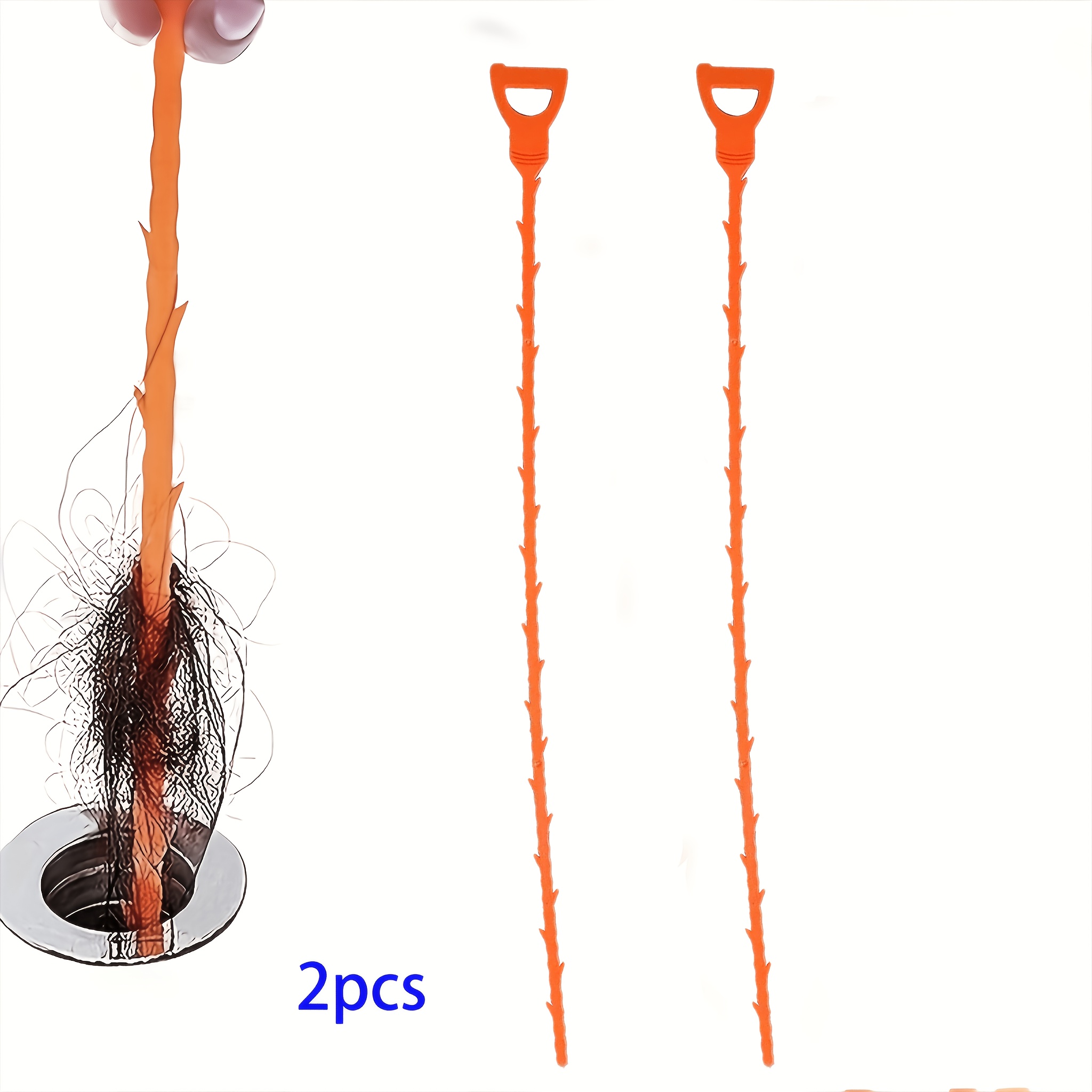 2pcs durable plastic instant clog remover drain snake kit for shower sink bathtub     accessory for hair dirt cleaning