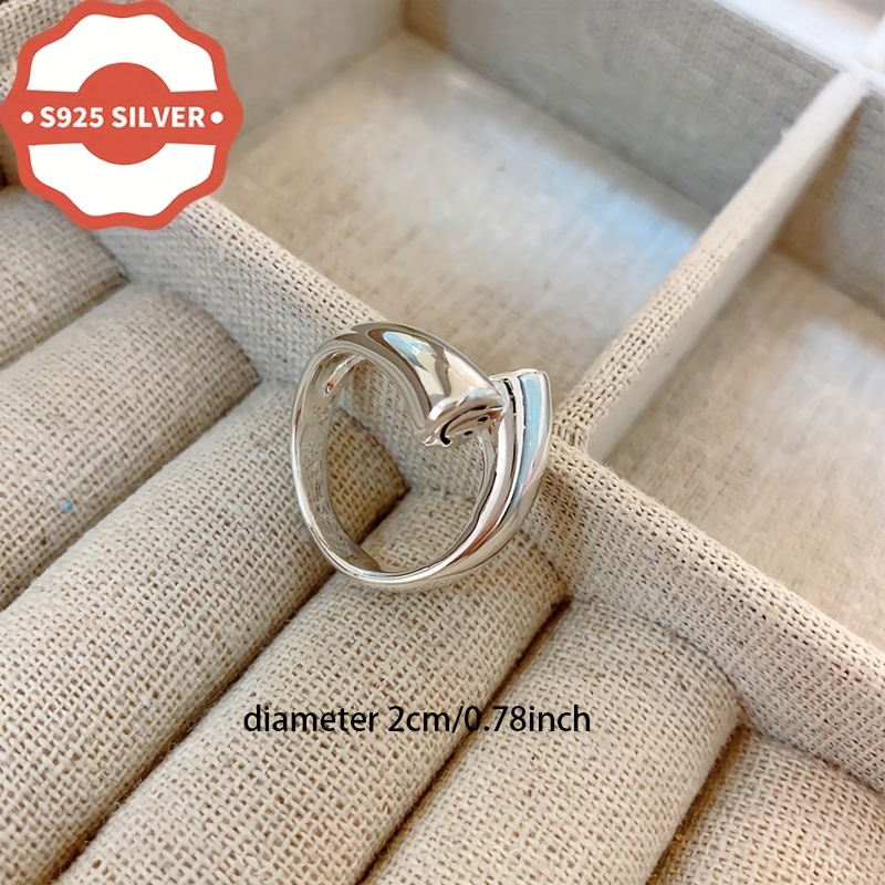 Vintage Smile Adjustable Cuff Ring 925 Sterling Silver Open Band