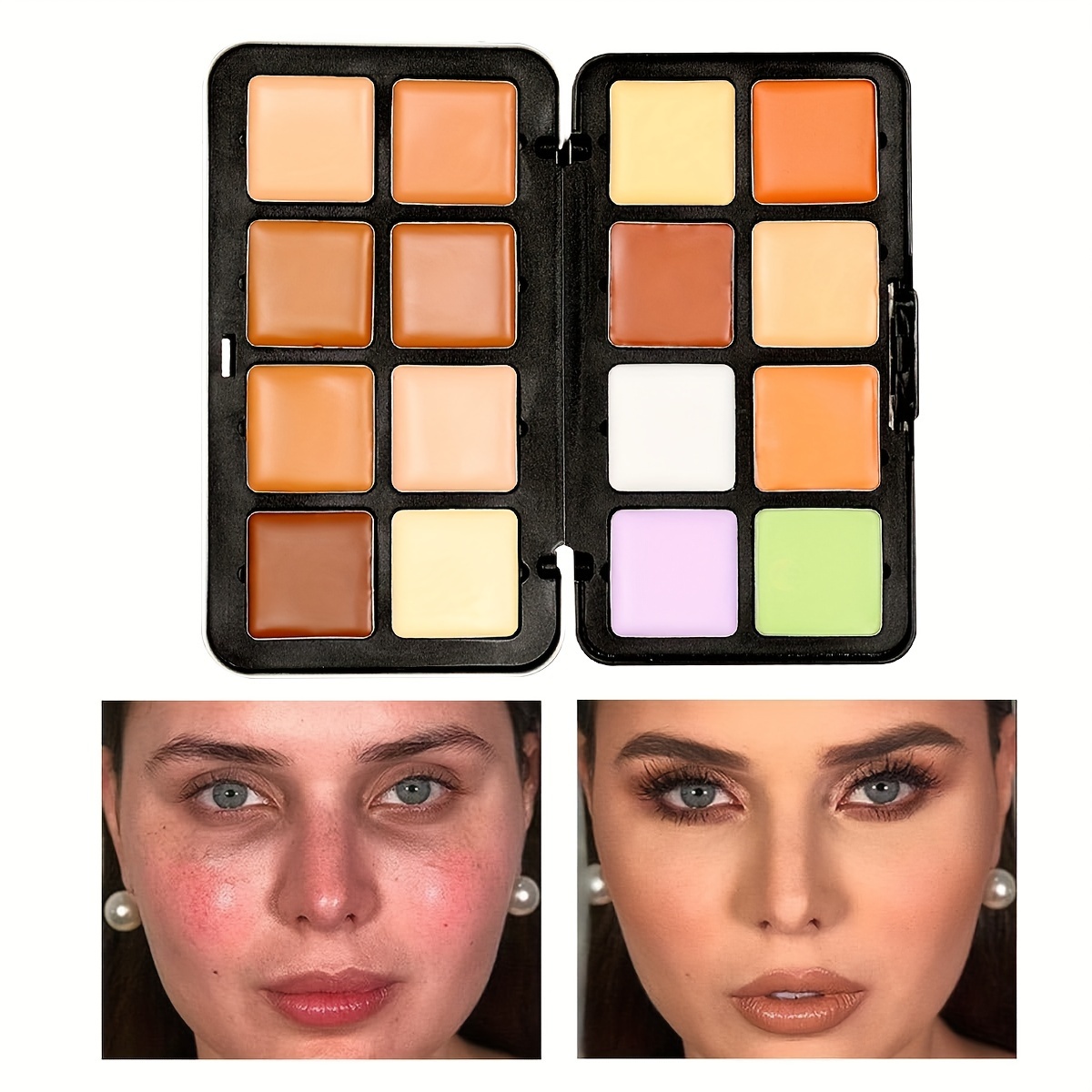 

16 Colors Iron Box Concealer, Contouring Side Shadow Nose Shadow Shadow Earth Color Matte Concealer Makeup Palette