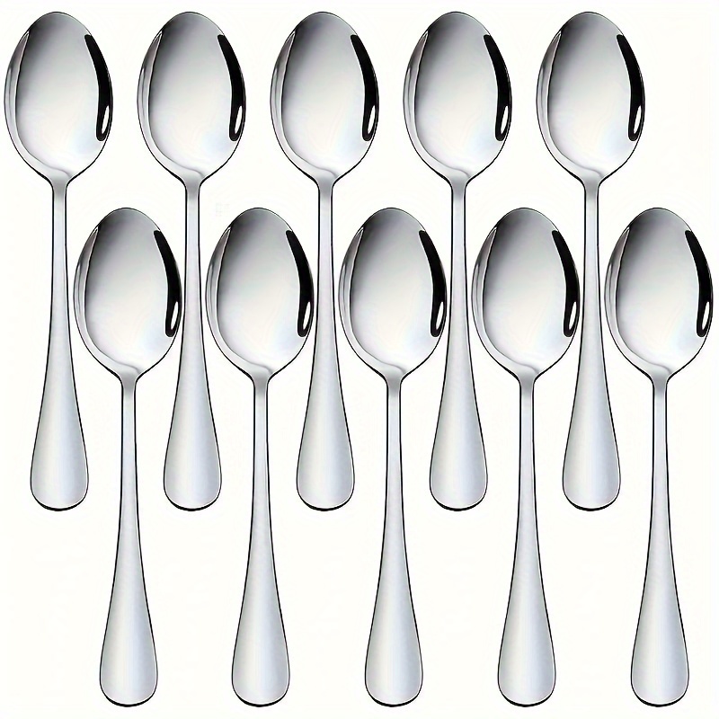 

Stainless Steel Spoons 10pcs/12pcs Set - Soup, Dessert, Table Spoons - Easy To Clean, Dishwasher Safe - Ideal For Home, Kitchen, Restaurant, Hotel - Durable Cutlery Accessories