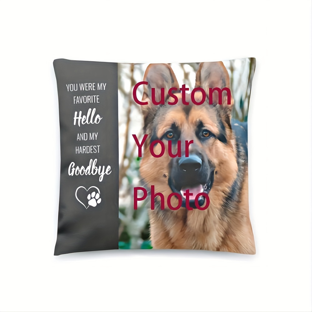 

1pc, Pet Memorial - Dog Lover Gift - Custom Pet Loss Throw Pillow, Single Sided Pillow Cover Short Plush Material 18x18 Inch