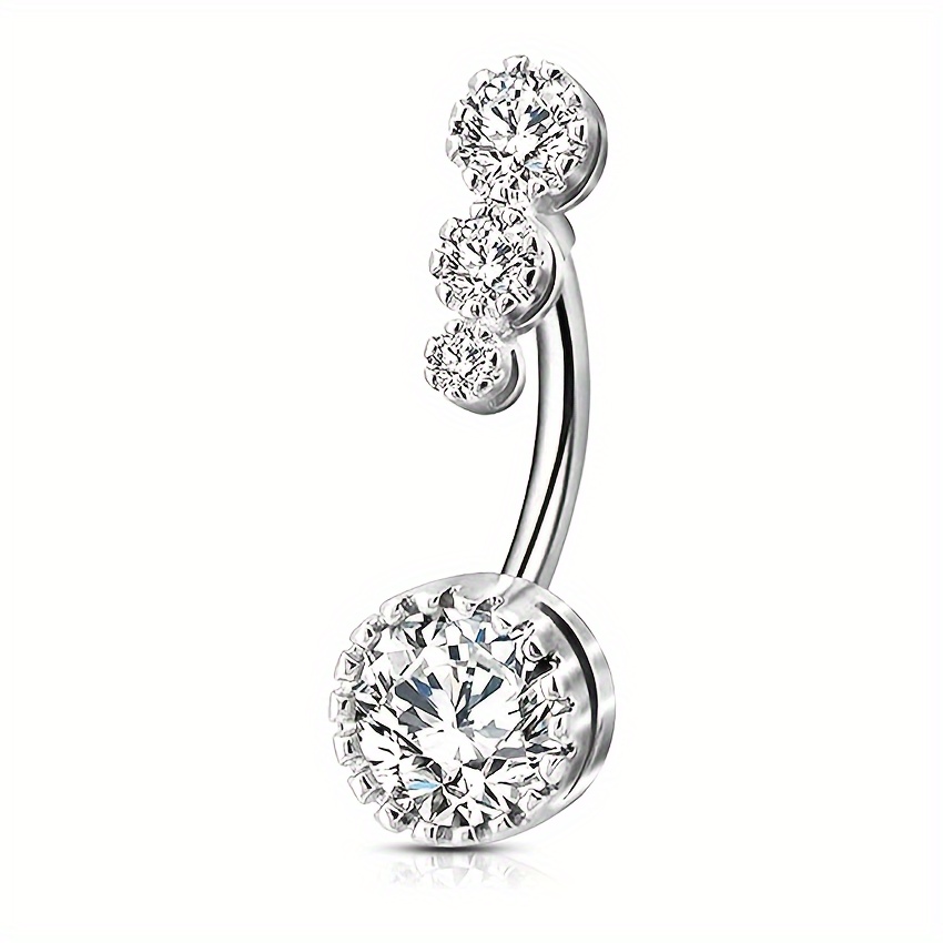 

Elegant 316l Surgical Steel Belly Button Ring With Sparkling Cubic Zirconia - Hip-hop/, No Plating, & Parties, Belly Button Jewelry