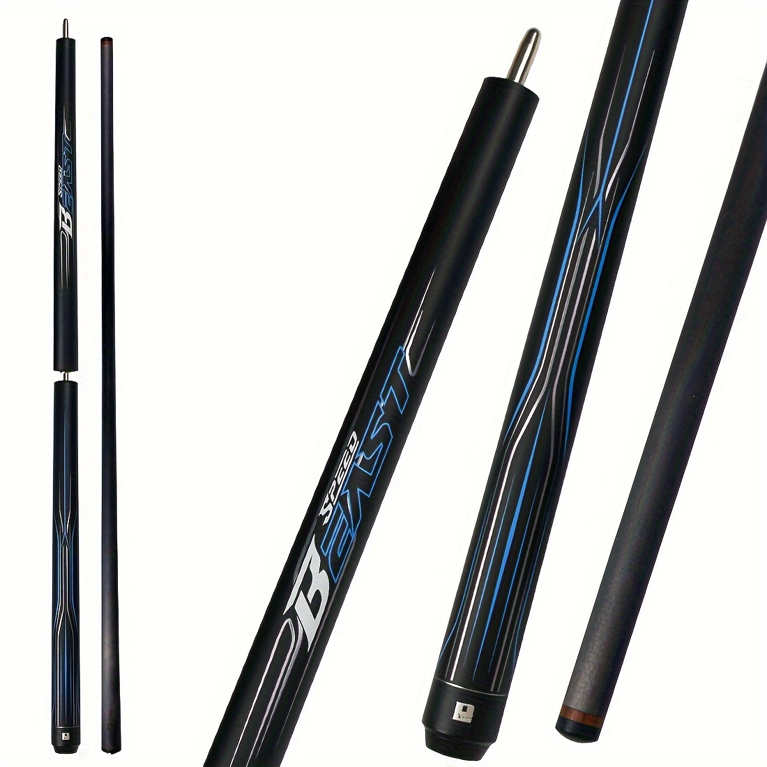 

Carbon Fiber 3 Pieces Jump Cue Pool Stick 147cm 12.9mm With Leather Bag