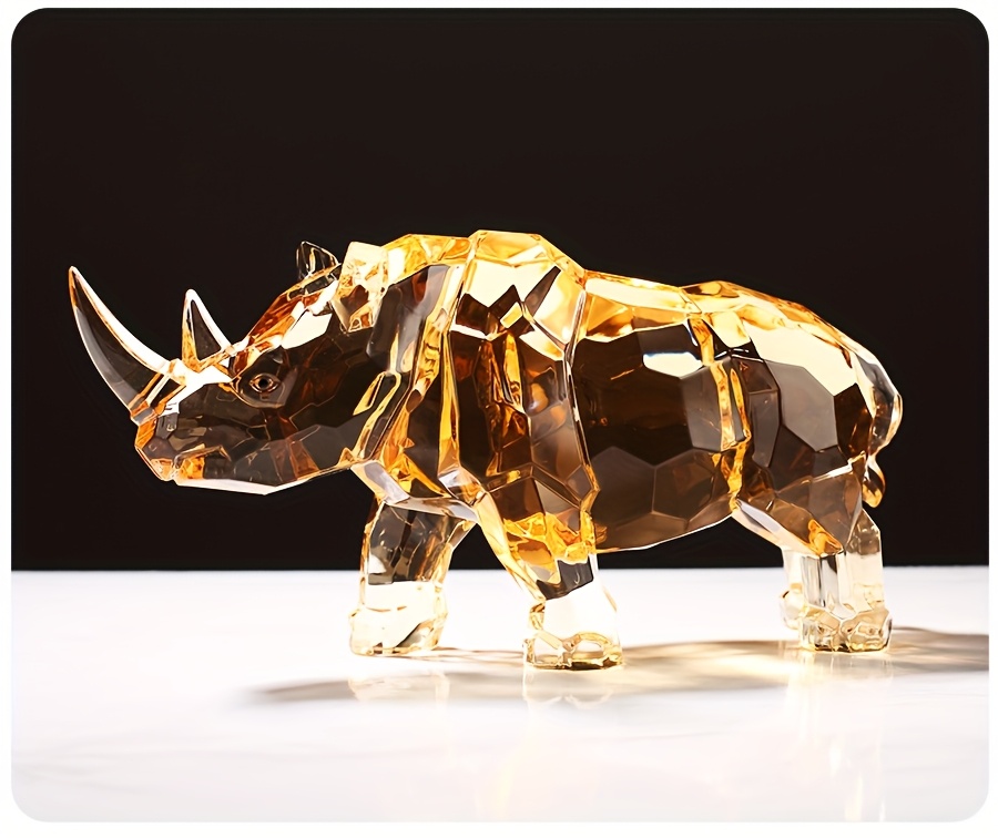 Golden Acrylic Rhinoceros Statue Styling