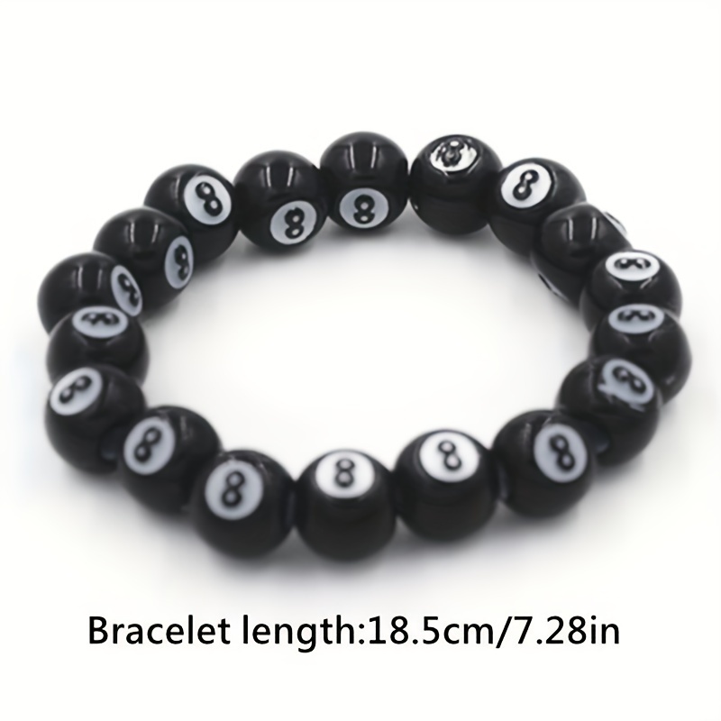 Men's Acrylic Beaded Bracelet with Billiard Charm