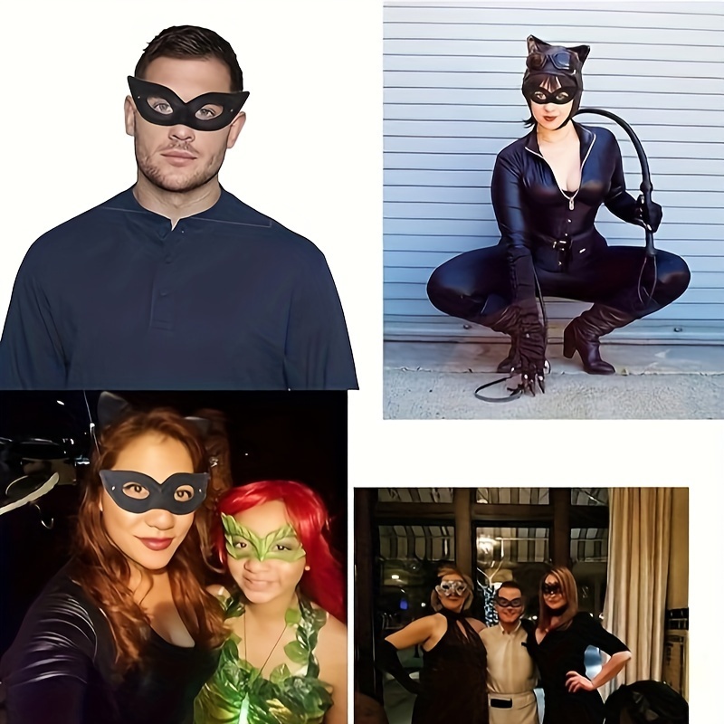 5pcs halloween costume accessories set cosplay kit with long claw gloves cat ears headband choker necklace masquerade mask and tail for witch wizard theme parties details 3
