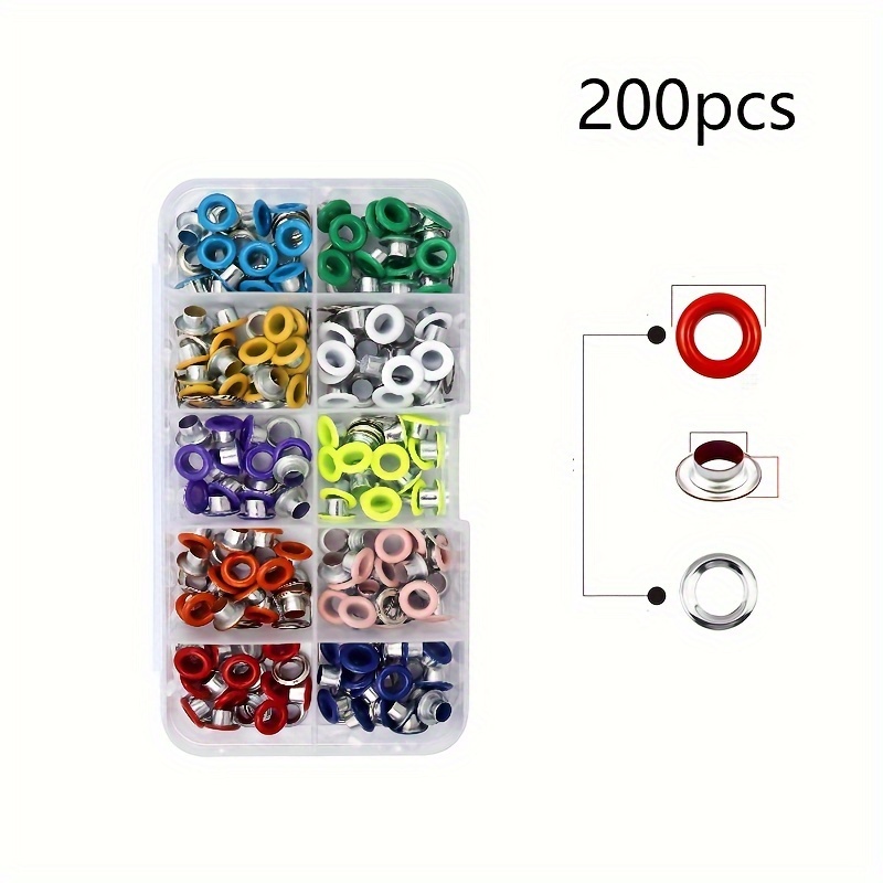 

Copper Grommets Kit - 200 Pcs Multicolor Metal Eyelets With Installation Tools For Leather, Fabric, Canvas, Belts, Shoes, Bags - Crafting Supplies Set With Hole Punch Pliers