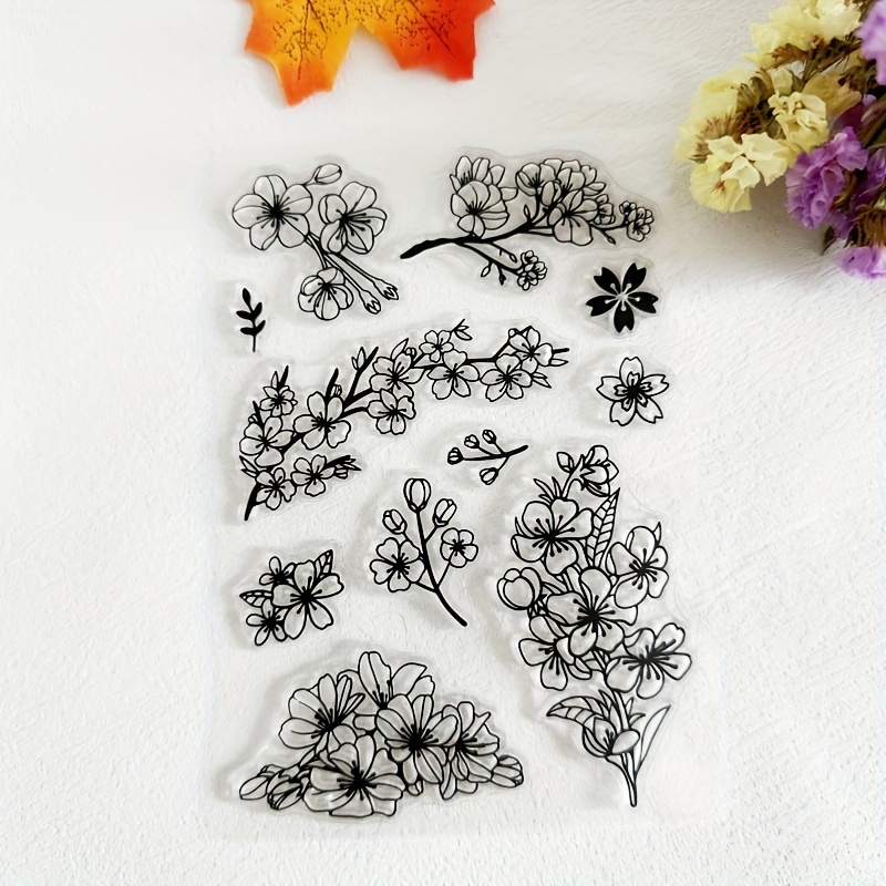 Image of Cherry Transparent Stamps Made Of, Featuring Floral Designs Eastern Style, Suitable For Card Making, Decoration, And Scrapbooking