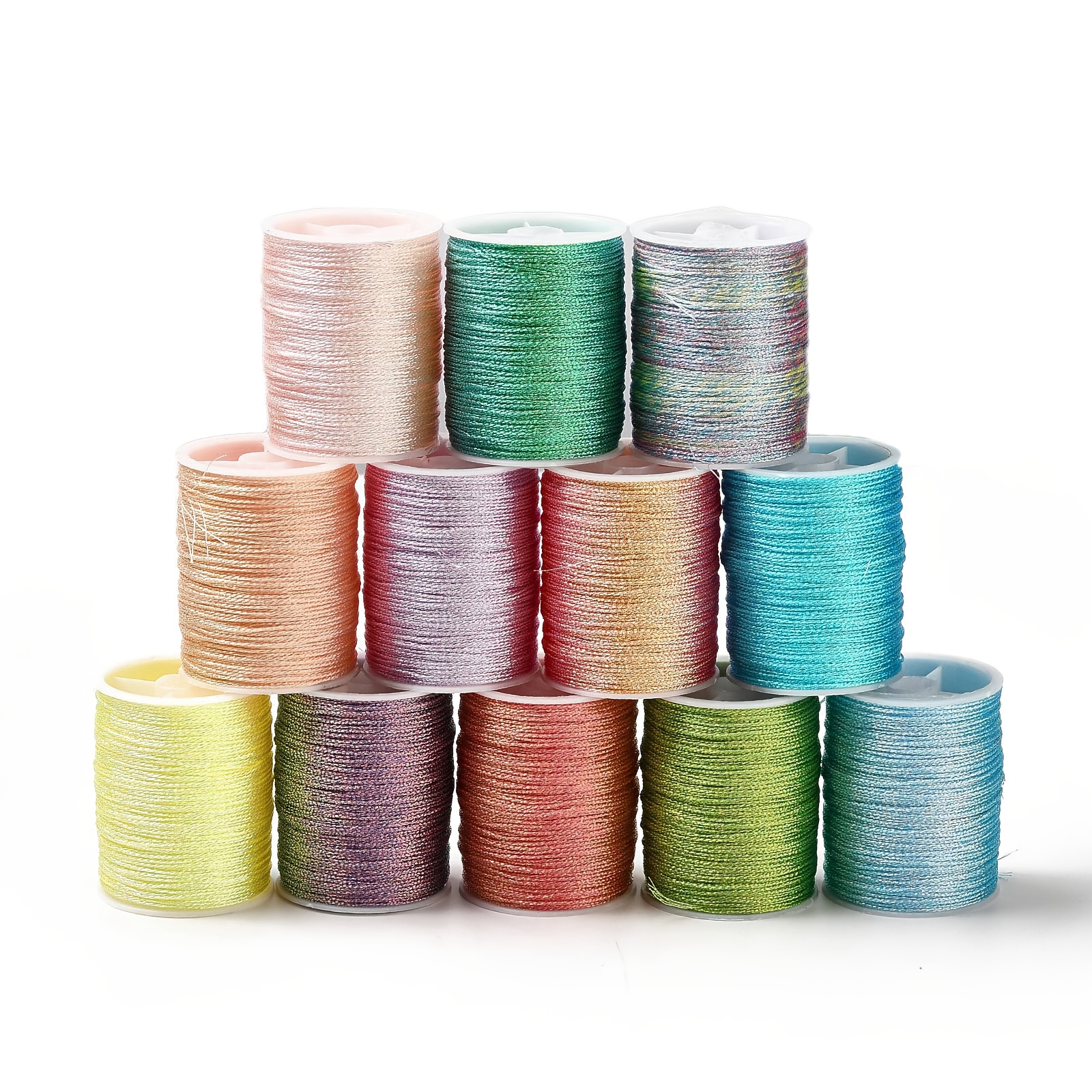 TEMU 12 Rolls (approximately 18~20m/roll) Mixed Color 6-ply Polyester Thread 0.5mm Jewelry Making Thread Suitable For Necklaces, Bracelets, Etc
