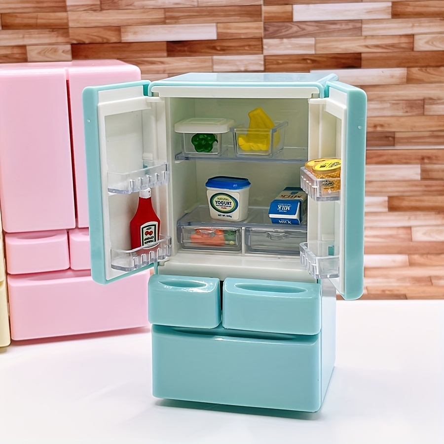 

Miniature Double-door Refrigerator For Dollhouse Play: Suitable For 3+ | Kitchen Toy Accessories