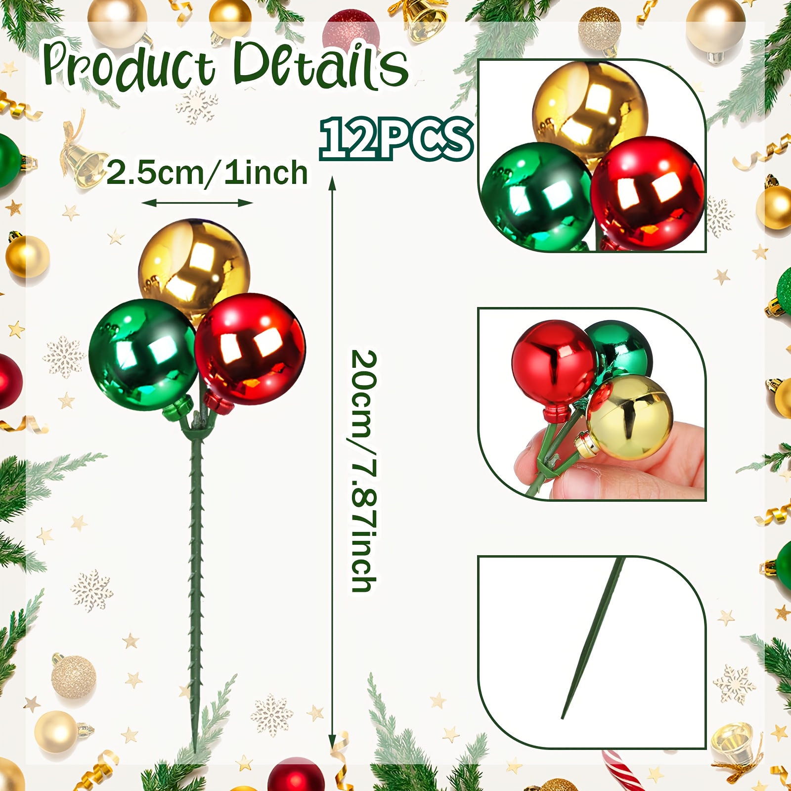 Image of 6/12pcs Of 7.9-inch Christmas Ball Decorations, Suitable For Christmas Tree Inserts, Vases, Wreaths, And Stair Decorations Halloween