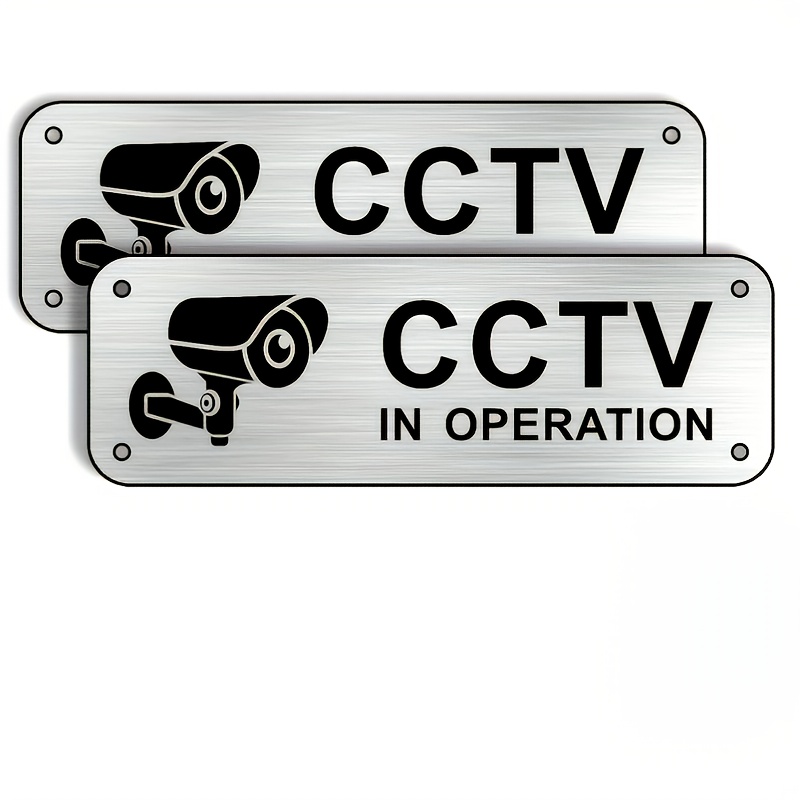 

2pcs Aluminum Cctv Surveillance Signs - Uv Protection, Security Camera Warning Plates, Material, For Protection, Ideal For Security Systems