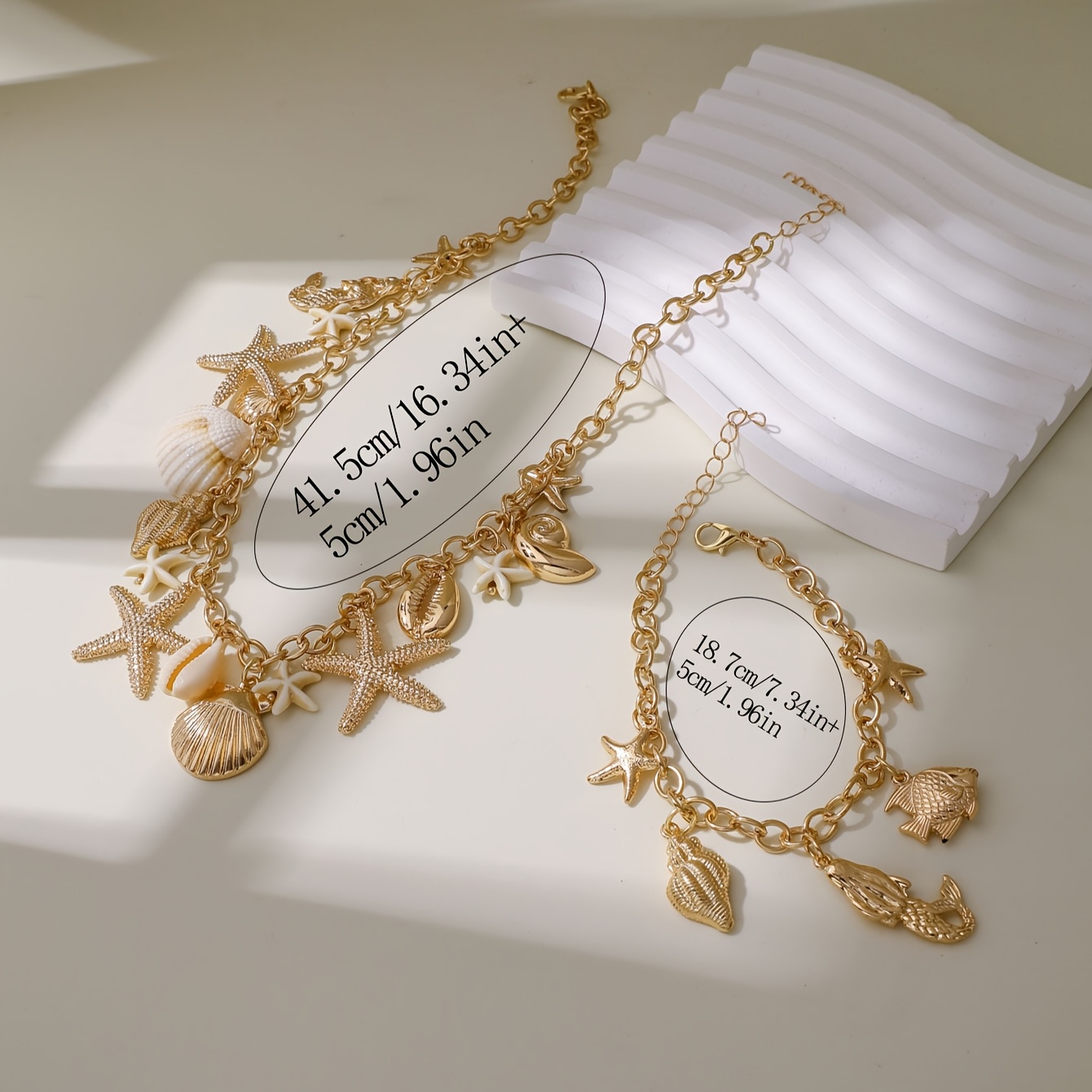 Ocean Elements Pendant Necklace Bracelet Set