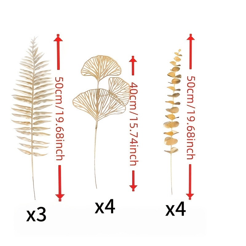 TEMU 11pcs Christmas Artificial Eucalyptus Flowers, Mixed Styles, Golden Artificial Plant Decorations, Floral Arrangements, Suitable For Christmas,