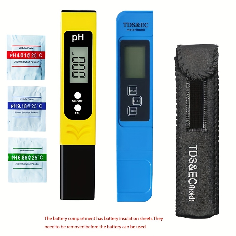 2pcs Tds Meter Tester Digital 0.0-14.0 Ph Meter Tester 0-9990ppm Tds&ec Lcd Water Purity Ppm Aquarium Filter