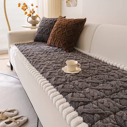 luxurious plush sofa cover with edges pet friendly anti slip breathable design for single to seats machine washable couch covers for sofa