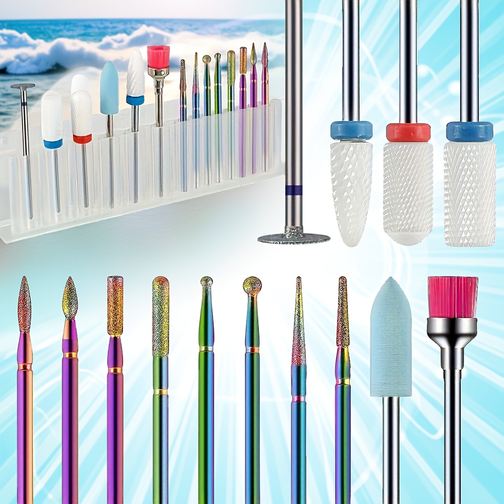 Image of A Set Of 14 Nail Drill Sets - Corneal Hard Object Remover, Nail Polish Remover, Nail Trimming And Dead Skin Removal - Odorless Home Professional Manicure And Pedicure Tools