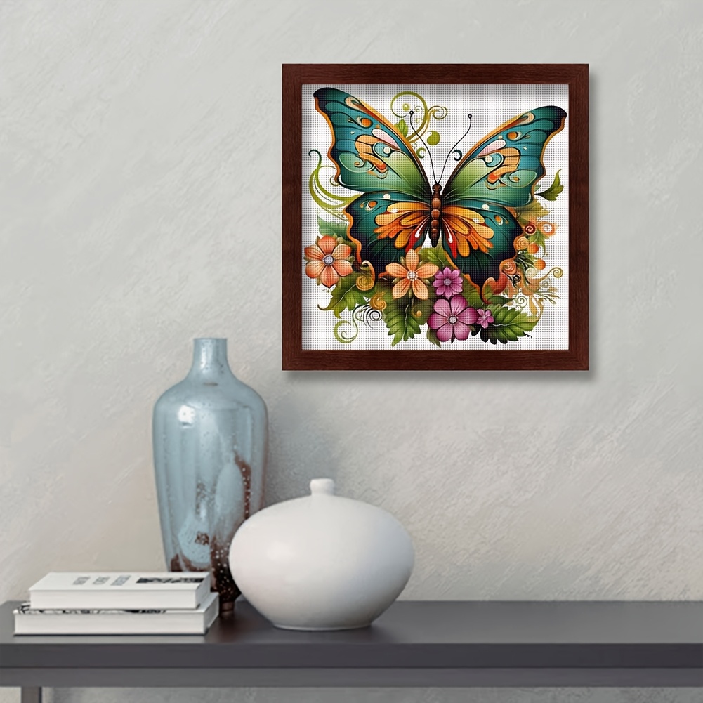 Butterfly Theme Printed Cross Stitch Kit, 35.99x35.99 cm