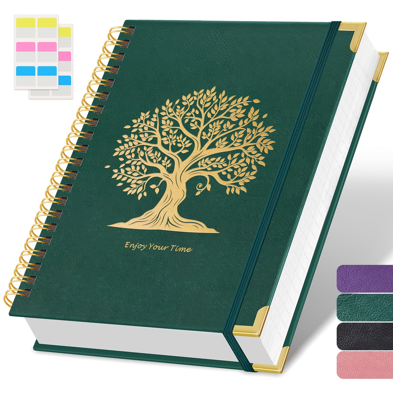 Image of A4 Spiral Journal Notebook, Large Hardcover Lined Notebook With , 300 Pages College Ruled Notebook For Office, School, Leather Cover Notepad, 100gsm Thick Paper, 11'' X 8.5'', Back To School