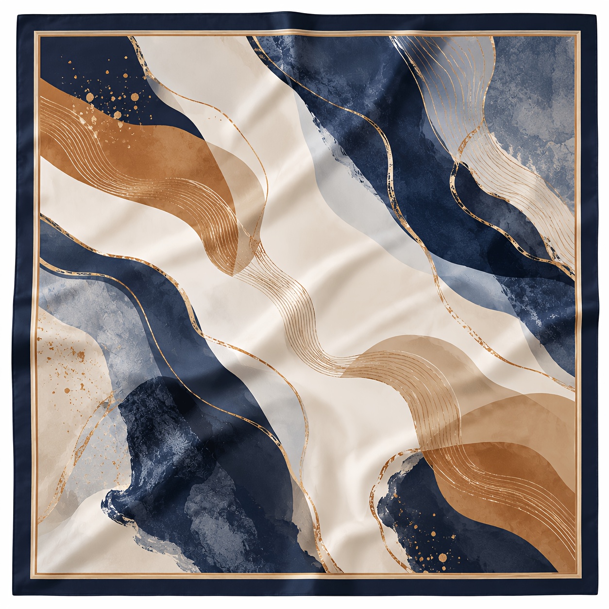 TEMU Women' Elegant Navy Scarf - Suitable For Neck Tie, Head Wrap, Shawl | Handbag Ribbon Accessory | Multifunctional Polyester Satin Square Shawl