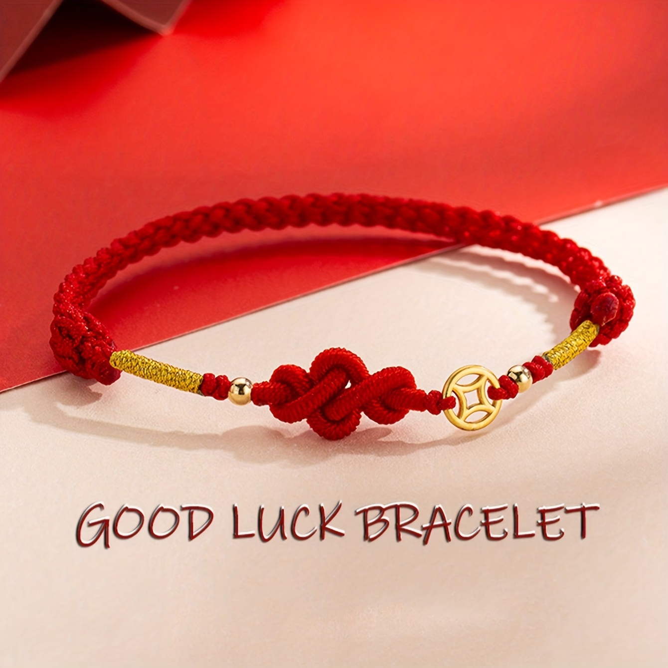 

Handcrafted Red Rope Braided Bracelet With Lucky Coin Charm - Unisex, Synthetic Fiber Charms For Bracelet Making Rope Necklace