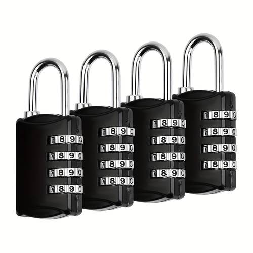 item picture 4pcs combination padlocks with 4 durable weatherproof and frost proof locker locks for school gym and sports equipment locker additions black silvery