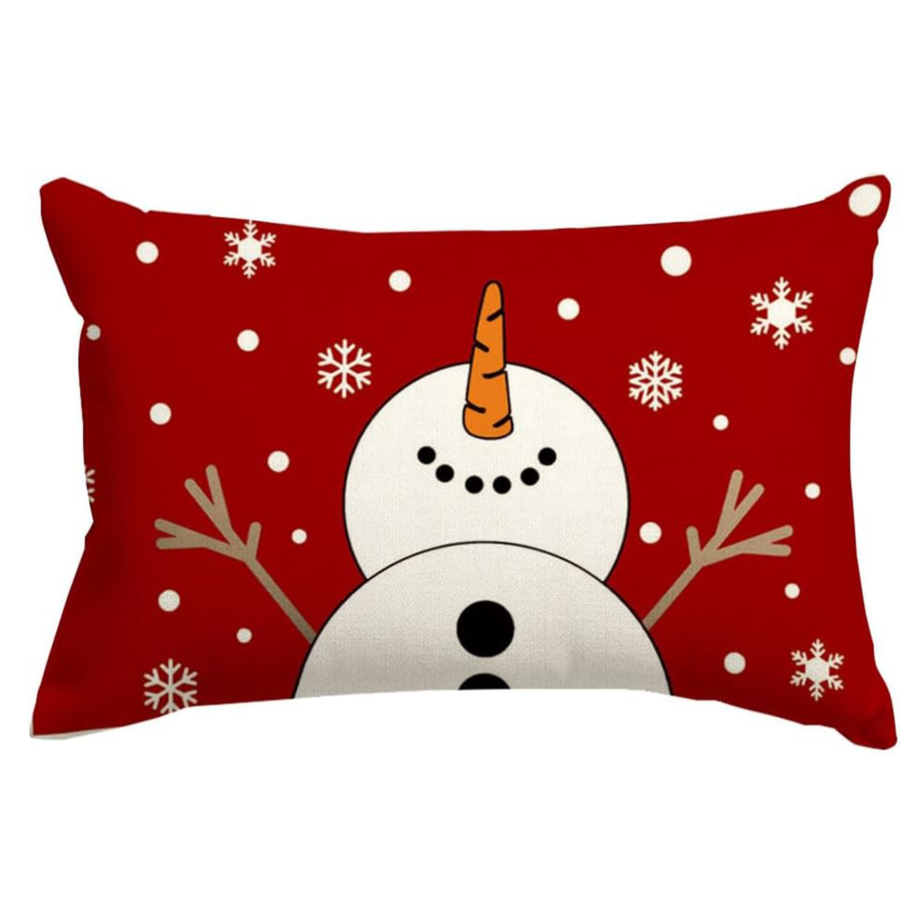 

Jit 1pc Christmas Snowman Decorative 12x20, Contemporary Machine Washable Linen Lumbar Cover With Zipper, Red Design For Home Couch Decoration (cover Only)