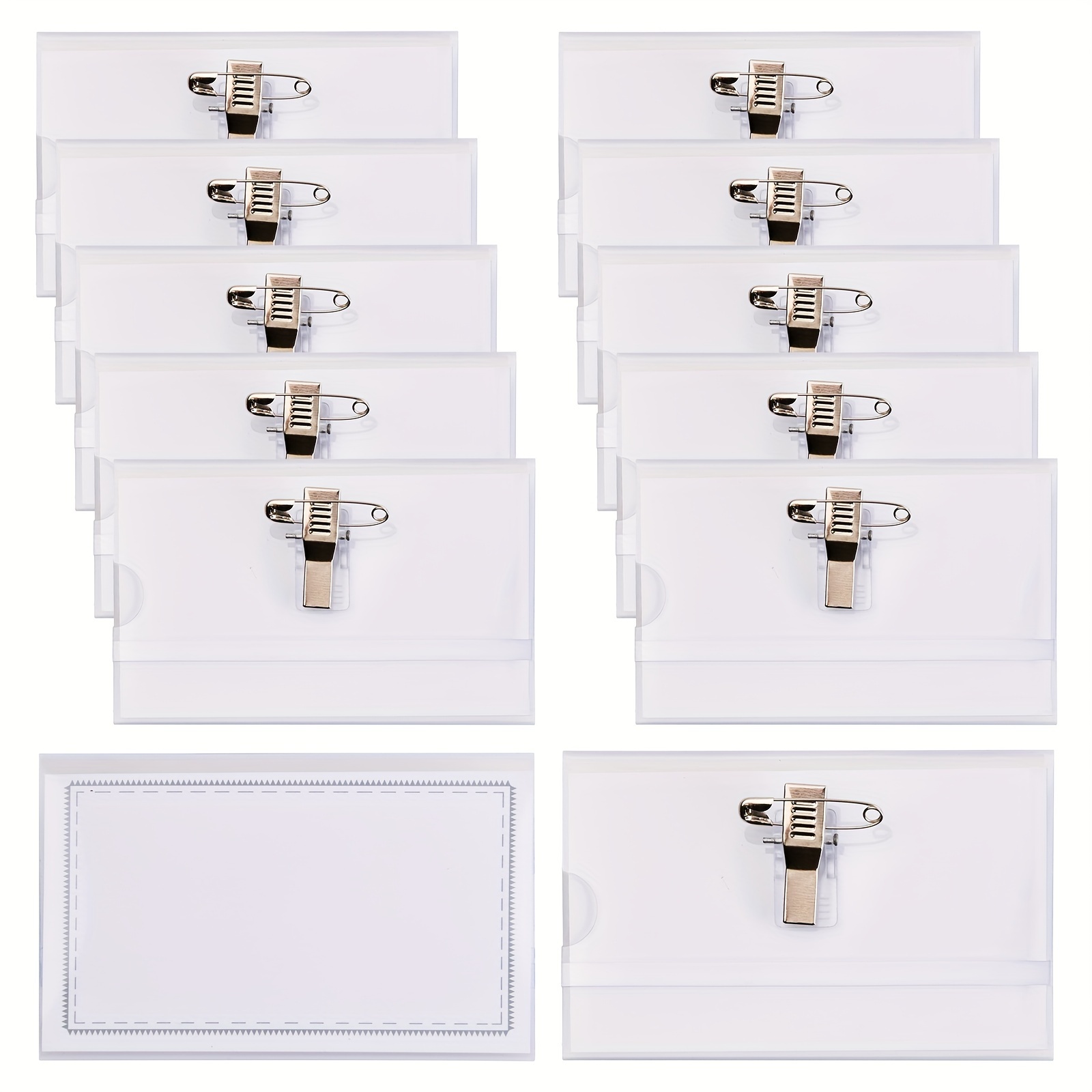 

50pcs Name Badges, Plastic Badge Holders Name Tag Id Card Holders Tag Clear Badge