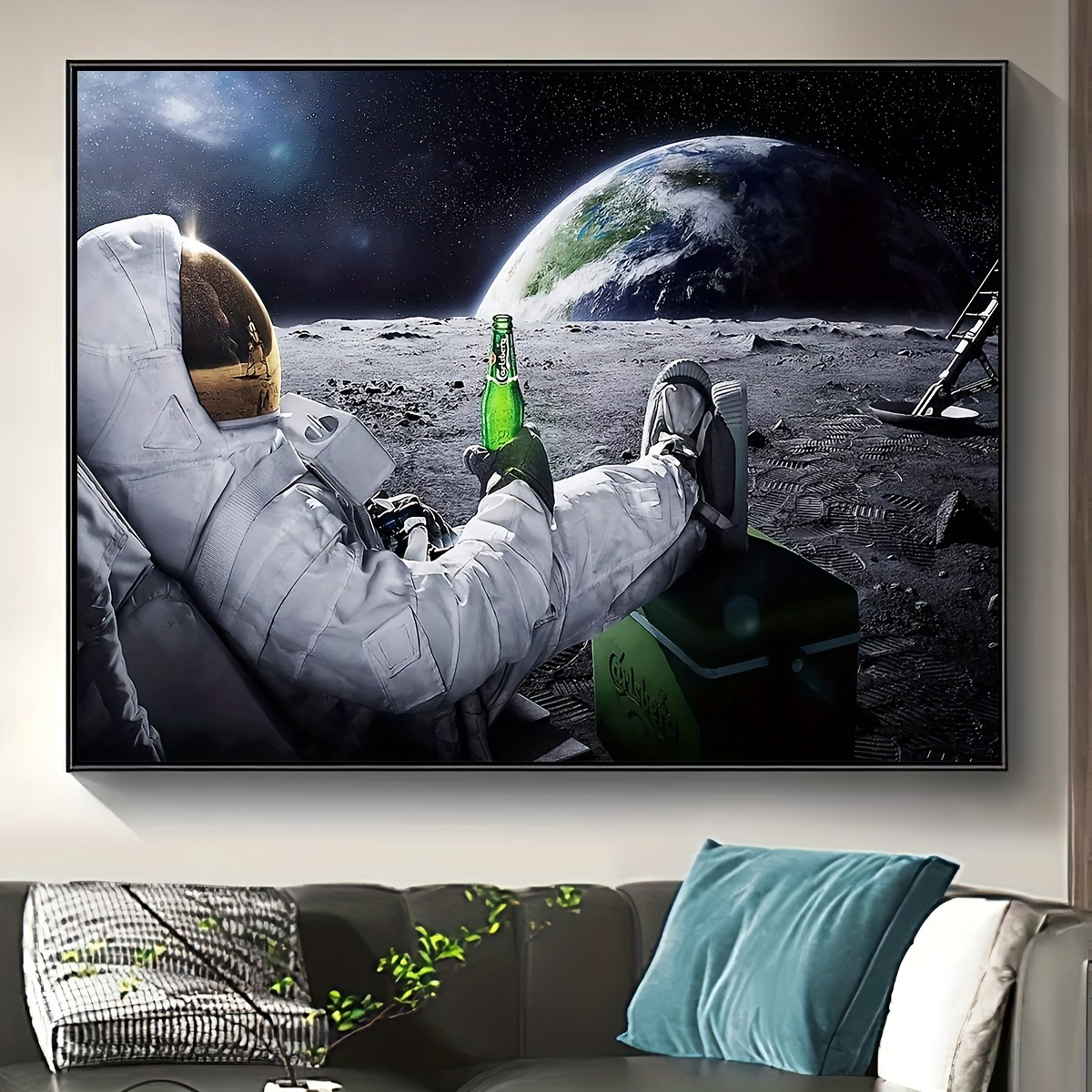 Unframed Creative Canvas Poster Astronaut Toasting In Space - Temu